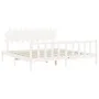 White solid wood bed frame with headboard 200x200 cm by vidaXL, Beds and slatted bases - Ref: Foro24-3193487, Price: 157,38 €...