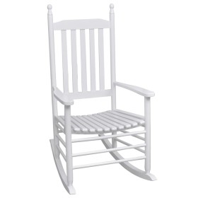 Mecedora de madera con asiento curvado madera blanca de vidaXL, Sillas de jardín - Ref: Foro24-40858, Precio: 133,58 €, Descu...