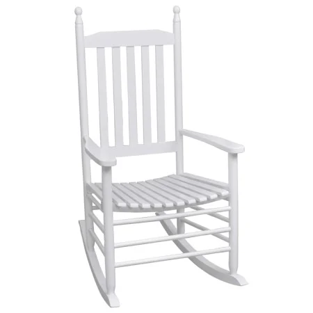 Mecedora de madera con asiento curvado madera blanca de vidaXL, Sillas de jardín - Ref: Foro24-40858, Precio: 131,37 €, Descu...