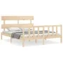 Double bed frame with solid wood headboard by vidaXL, Beds and slatted bases - Ref: Foro24-3193276, Price: 149,06 €, Discount: %