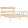 Double bed frame with solid wood headboard by vidaXL, Beds and slatted bases - Ref: Foro24-3193276, Price: 151,38 €, Discount: %