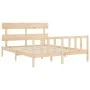 Double bed frame with solid wood headboard by vidaXL, Beds and slatted bases - Ref: Foro24-3193276, Price: 149,06 €, Discount: %