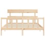 Double bed frame with solid wood headboard by vidaXL, Beds and slatted bases - Ref: Foro24-3193276, Price: 151,38 €, Discount: %