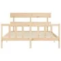 Double bed frame with solid wood headboard by vidaXL, Beds and slatted bases - Ref: Foro24-3193276, Price: 149,06 €, Discount: %