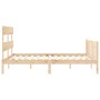 Double bed frame with solid wood headboard by vidaXL, Beds and slatted bases - Ref: Foro24-3193276, Price: 151,38 €, Discount: %