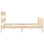 Double bed frame with solid wood headboard by vidaXL, Beds and slatted bases - Ref: Foro24-3193276, Price: 149,06 €, Discount: %