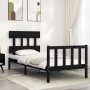 Bed frame with black solid wood headboard 100x200 cm by vidaXL, Beds and slatted bases - Ref: Foro24-3193330, Price: 130,83 €...