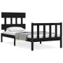 Bed frame with black solid wood headboard 100x200 cm by vidaXL, Beds and slatted bases - Ref: Foro24-3193330, Price: 130,83 €...
