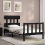 Bed frame with black solid wood headboard 100x200 cm by vidaXL, Beds and slatted bases - Ref: Foro24-3193330, Price: 130,83 €...