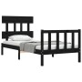 Bed frame with black solid wood headboard 100x200 cm by vidaXL, Beds and slatted bases - Ref: Foro24-3193330, Price: 130,83 €...