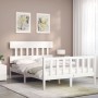 Weißer Massivholzbettrahmen mit Kopfteil 140x190 cm von vidaXL, Betten und Lattenroste - Ref: Foro24-3193317, Preis: 136,03 €...