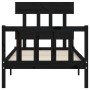 Bed frame with black solid wood headboard 100x200 cm by vidaXL, Beds and slatted bases - Ref: Foro24-3193330, Price: 130,83 €...