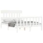 White solid wood bed frame with headboard 140x190 cm by vidaXL, Beds and slatted bases - Ref: Foro24-3193317, Price: 131,39 €...