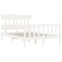 Weißer Massivholzbettrahmen mit Kopfteil 140x190 cm von vidaXL, Betten und Lattenroste - Ref: Foro24-3193317, Preis: 136,03 €...