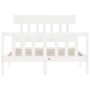 White solid wood bed frame with headboard 140x190 cm by vidaXL, Beds and slatted bases - Ref: Foro24-3193317, Price: 136,03 €...
