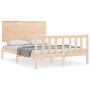 Double bed frame with solid wood headboard by vidaXL, Beds and slatted bases - Ref: Foro24-3193371, Price: 123,81 €, Discount: %