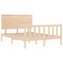 Double bed frame with solid wood headboard by vidaXL, Beds and slatted bases - Ref: Foro24-3193371, Price: 122,25 €, Discount: %