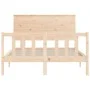 Double bed frame with solid wood headboard by vidaXL, Beds and slatted bases - Ref: Foro24-3193371, Price: 122,25 €, Discount: %