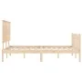 Double bed frame with solid wood headboard by vidaXL, Beds and slatted bases - Ref: Foro24-3193371, Price: 122,25 €, Discount: %