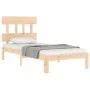 Bed frame with solid wood headboard 90x200 cm by vidaXL, Beds and slatted bases - Ref: Foro24-3193581, Price: 89,10 €, Discou...