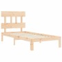 Bed frame with solid wood headboard 90x200 cm by vidaXL, Beds and slatted bases - Ref: Foro24-3193581, Price: 90,24 €, Discou...