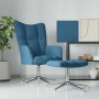 Sillón de relax con taburete terciopelo azul