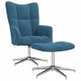 Sillón de relax con taburete terciopelo azul