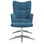 Sillón de relax con taburete terciopelo azul