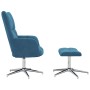 Sillón de relax con taburete terciopelo azul