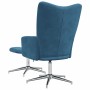 Sillón de relax con taburete terciopelo azul