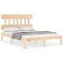Bed frame with solid wood headboard 120x200 cm by vidaXL, Beds and slatted bases - Ref: Foro24-3193591, Price: 114,35 €, Disc...