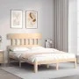 Bed frame with solid wood headboard 120x200 cm by vidaXL, Beds and slatted bases - Ref: Foro24-3193591, Price: 114,35 €, Disc...