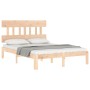 Bed frame with solid wood headboard 120x200 cm by vidaXL, Beds and slatted bases - Ref: Foro24-3193591, Price: 115,81 €, Disc...