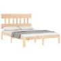 Bed frame with solid wood headboard 120x200 cm by vidaXL, Beds and slatted bases - Ref: Foro24-3193591, Price: 114,35 €, Disc...