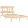 Bed frame with solid wood headboard 120x200 cm by vidaXL, Beds and slatted bases - Ref: Foro24-3193591, Price: 115,81 €, Disc...