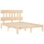 Bed frame with solid wood headboard 120x200 cm by vidaXL, Beds and slatted bases - Ref: Foro24-3193591, Price: 114,35 €, Disc...