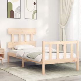 Bettgestell mit Kopfteil aus Massivholz von vidaXL, Betten und Lattenroste - Ref: Foro24-3193301, Preis: 90,39 €, Rabatt: %