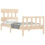 Bed frame with solid wood headboard by vidaXL, Beds and slatted bases - Ref: Foro24-3193301, Price: 89,19 €, Discount: %