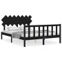 Bettgestell mit schwarzem Massivholzkopfteil 140x190 cm von vidaXL, Betten und Lattenroste - Ref: Foro24-3193450, Preis: 175,...