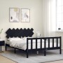 Bed frame with black solid wood headboard 140x190 cm by vidaXL, Beds and slatted bases - Ref: Foro24-3193450, Price: 175,67 €...