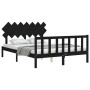 Bettgestell mit schwarzem Massivholzkopfteil 140x190 cm von vidaXL, Betten und Lattenroste - Ref: Foro24-3193450, Preis: 175,...