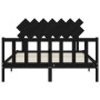 Bed frame with black solid wood headboard 140x190 cm by vidaXL, Beds and slatted bases - Ref: Foro24-3193450, Price: 175,67 €...