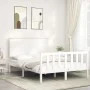 Double bed frame with white solid wood headboard by vidaXL, Beds and slatted bases - Ref: Foro24-3193372, Price: 141,86 €, Di...