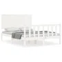 Double bed frame with white solid wood headboard by vidaXL, Beds and slatted bases - Ref: Foro24-3193372, Price: 141,86 €, Di...