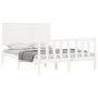 Double bed frame with white solid wood headboard by vidaXL, Beds and slatted bases - Ref: Foro24-3193372, Price: 141,86 €, Di...