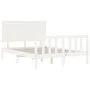Double bed frame with white solid wood headboard by vidaXL, Beds and slatted bases - Ref: Foro24-3193372, Price: 141,86 €, Di...