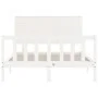 Double bed frame with white solid wood headboard by vidaXL, Beds and slatted bases - Ref: Foro24-3193372, Price: 141,86 €, Di...