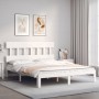 Weißer Massivholzbettrahmen mit Kopfteil 160x200 cm von vidaXL, Betten und Lattenroste - Ref: Foro24-3193607, Preis: 151,88 €...