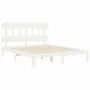 Weißer Massivholzbettrahmen mit Kopfteil 160x200 cm von vidaXL, Betten und Lattenroste - Ref: Foro24-3193607, Preis: 149,94 €...
