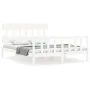 White solid wood bed frame with headboard 160x200 cm by vidaXL, Beds and slatted bases - Ref: Foro24-3193347, Price: 139,03 €...